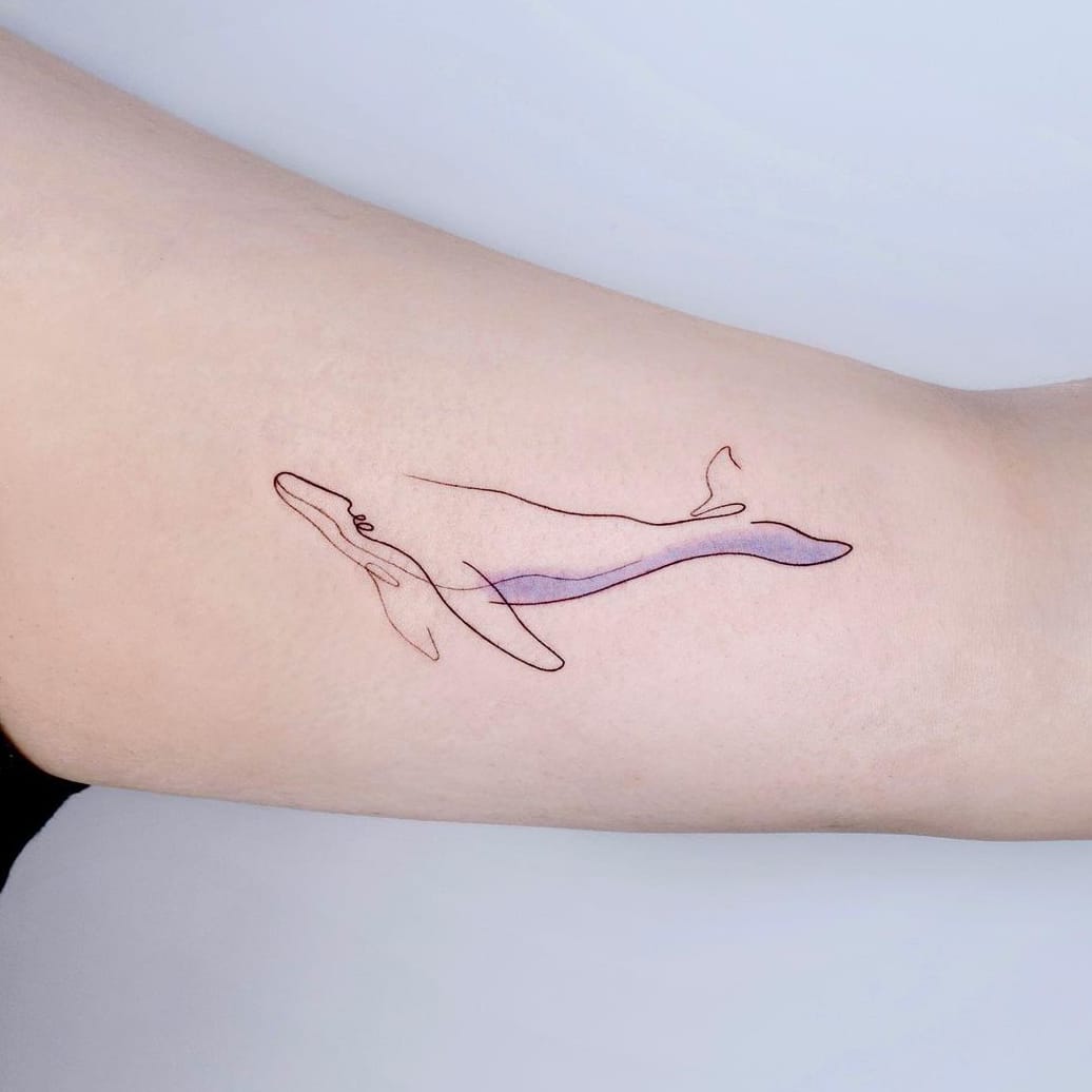 Whale thin line tattoo