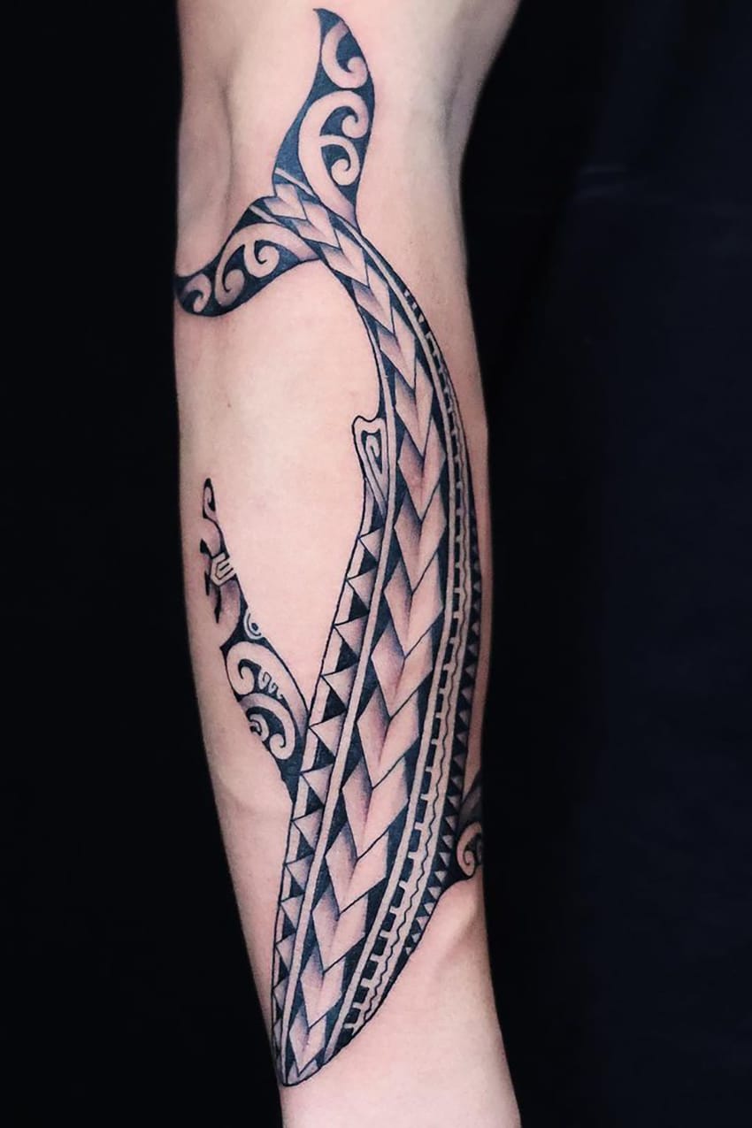 Whale tribal tattoo