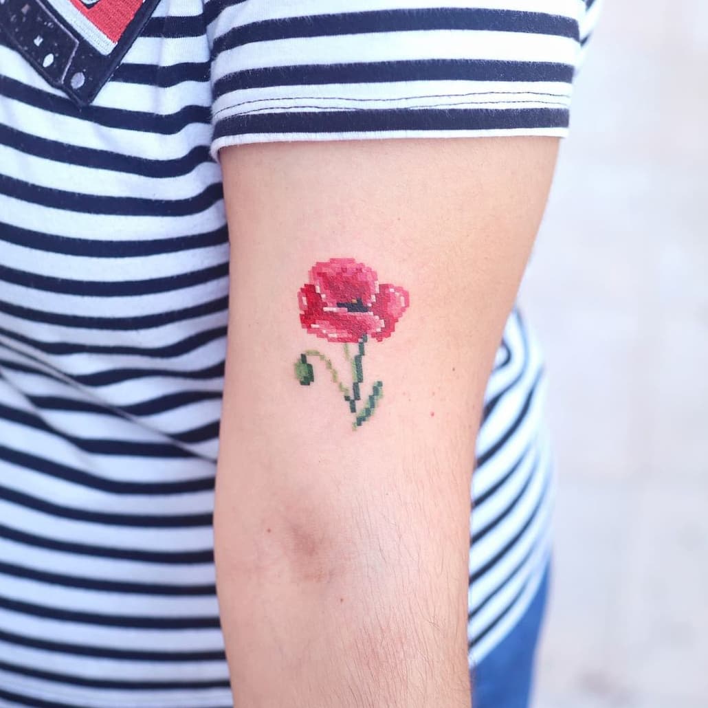 Pixel mini flower tattoo