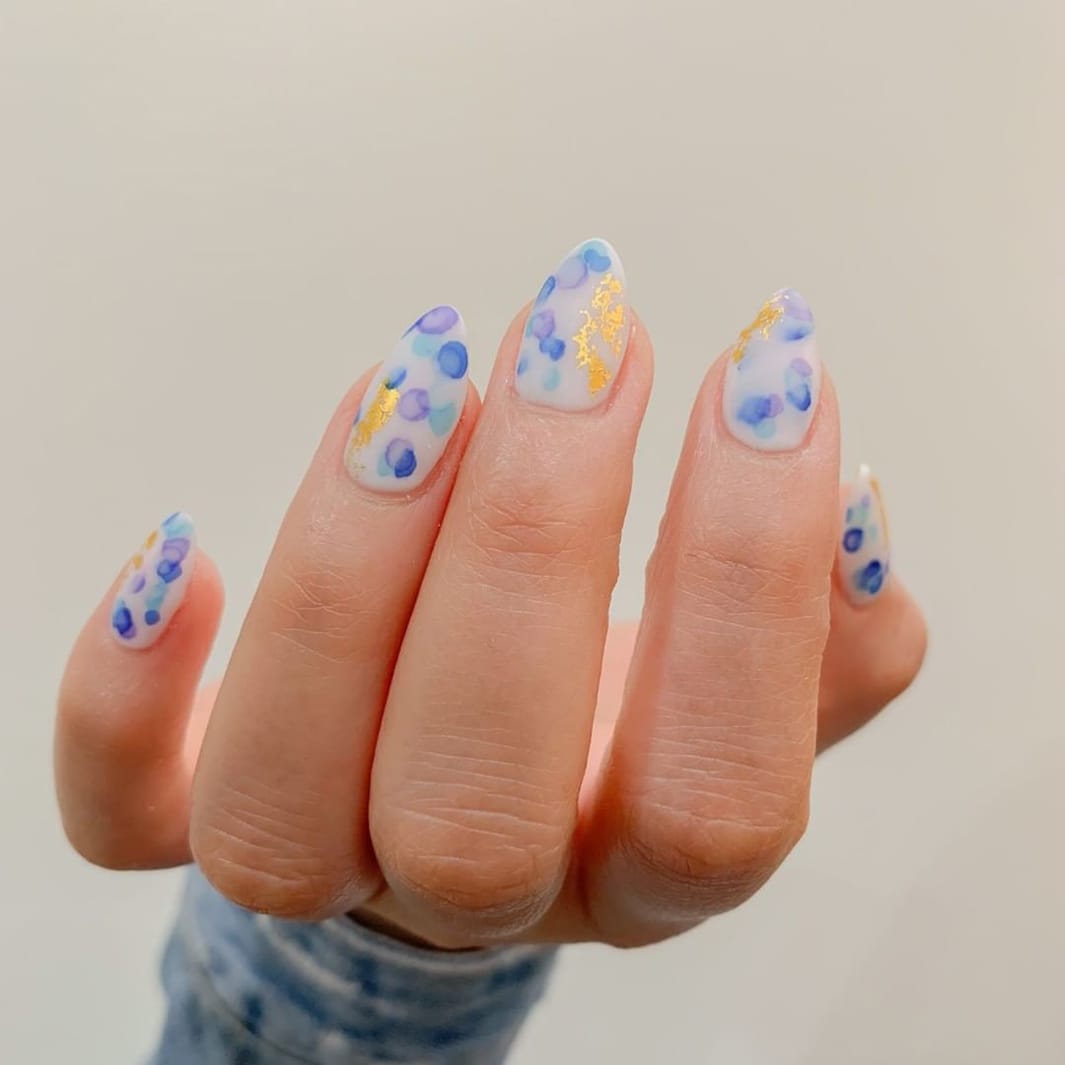 Abstract watercolor bubble nails