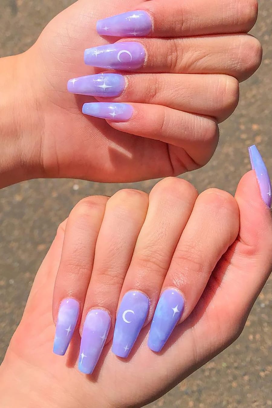 Aesthetic Moon and Cloud Nails