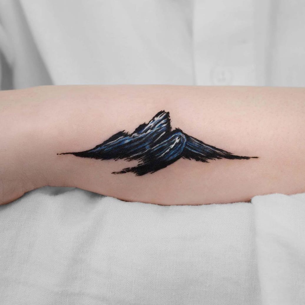 Brushstroke Mountain Tattoo