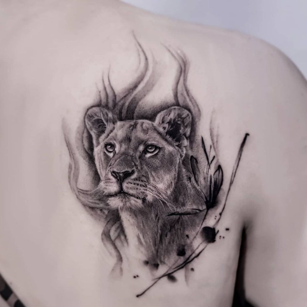 Burning Lion Tattoo