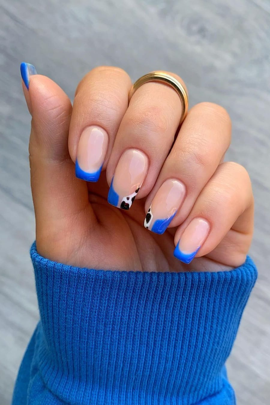 Creative Blue French Nails