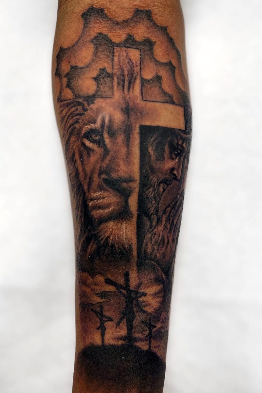 Cross Lion Tattoo