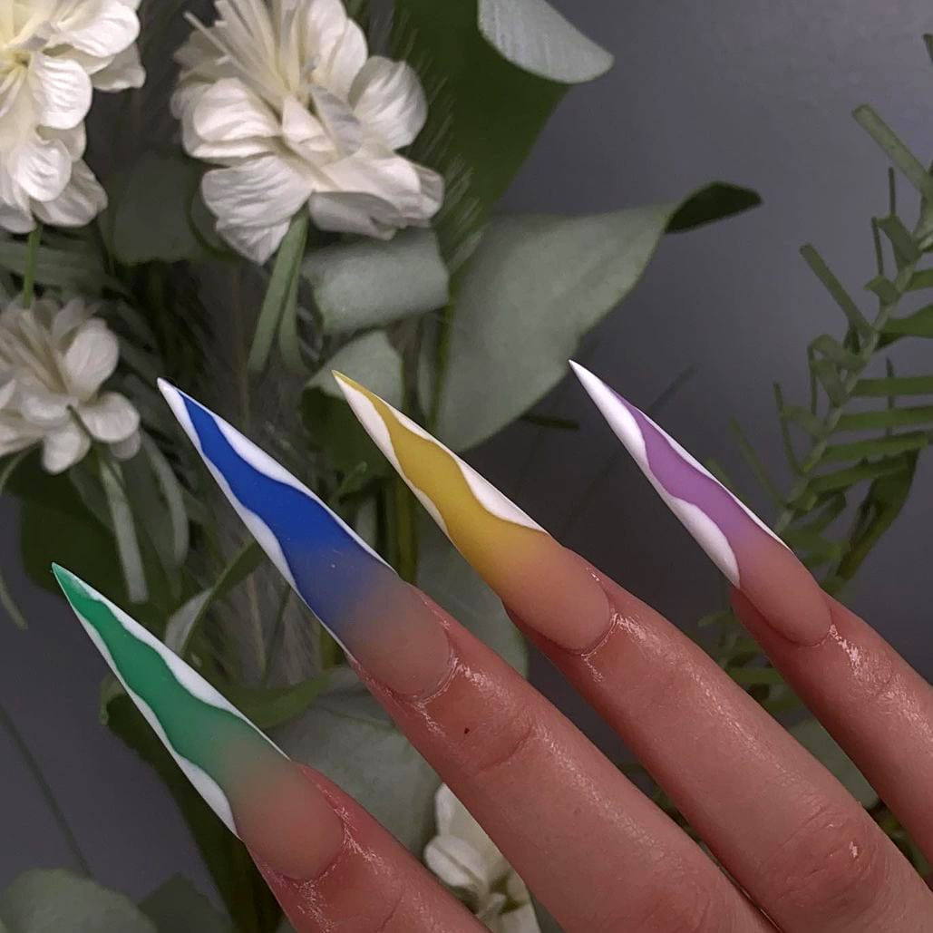 Crystal Spring Long Stiletto Nails