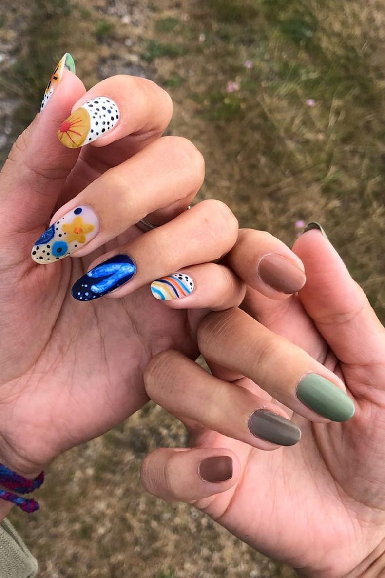 Cute colorful watercolor nails