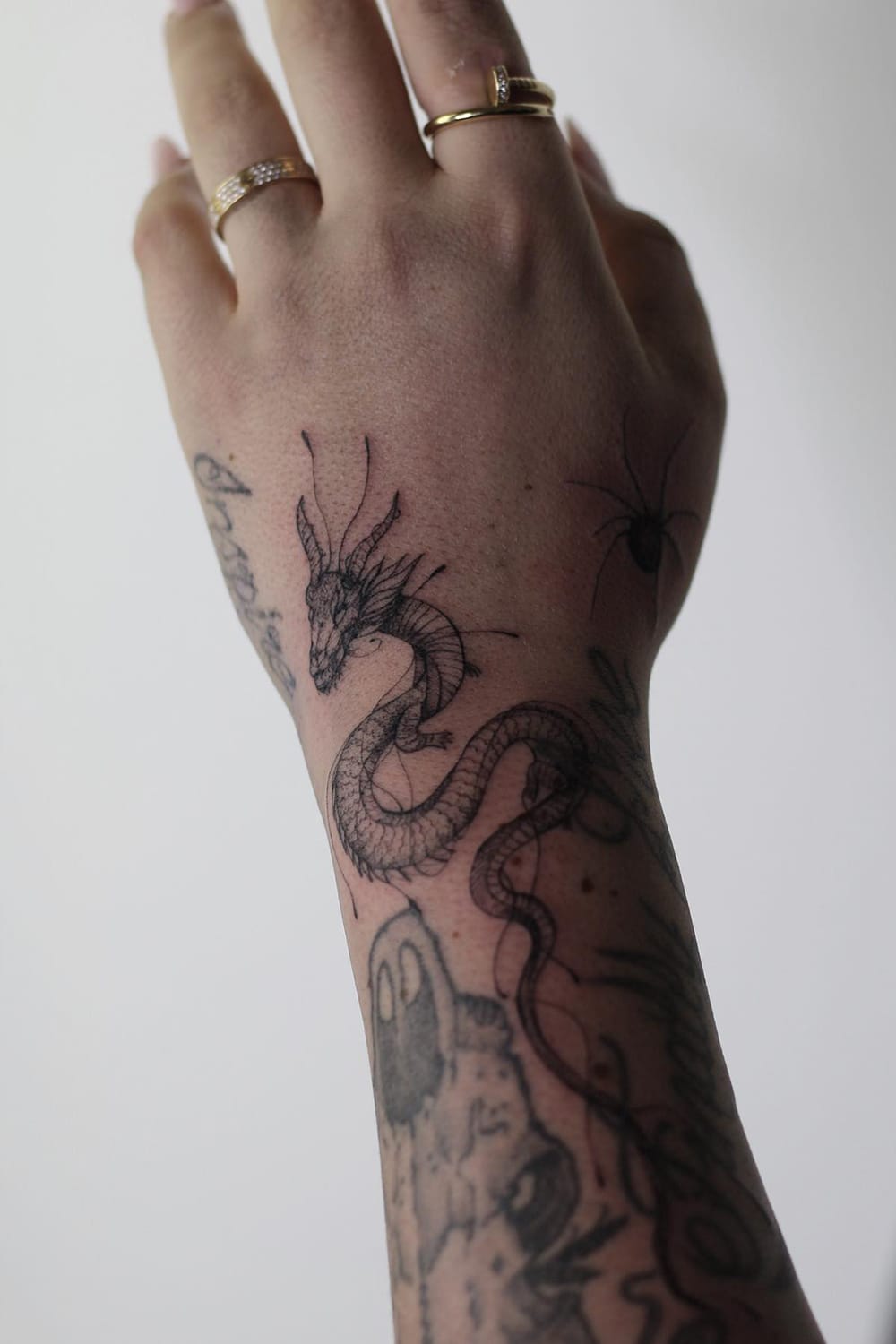 Dragon tattoo on hand