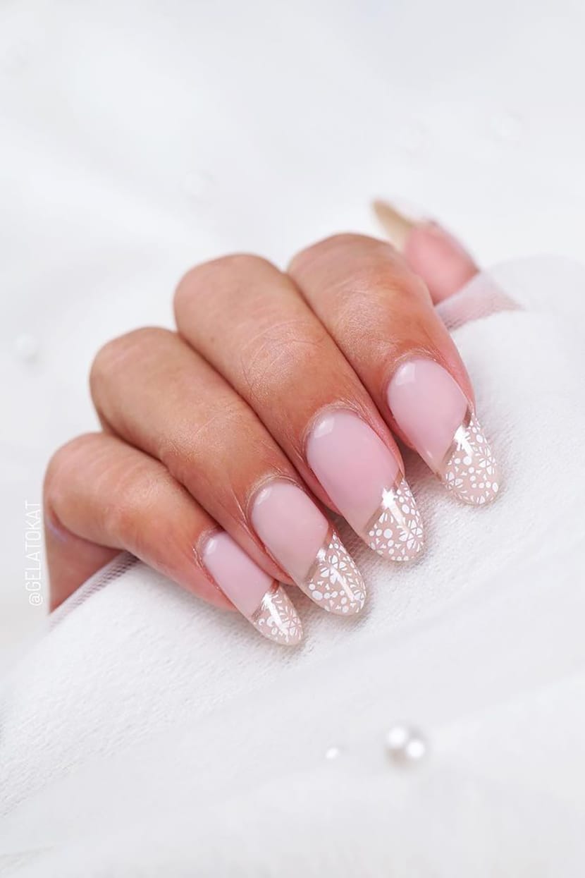 Floral Spring French Long Nails