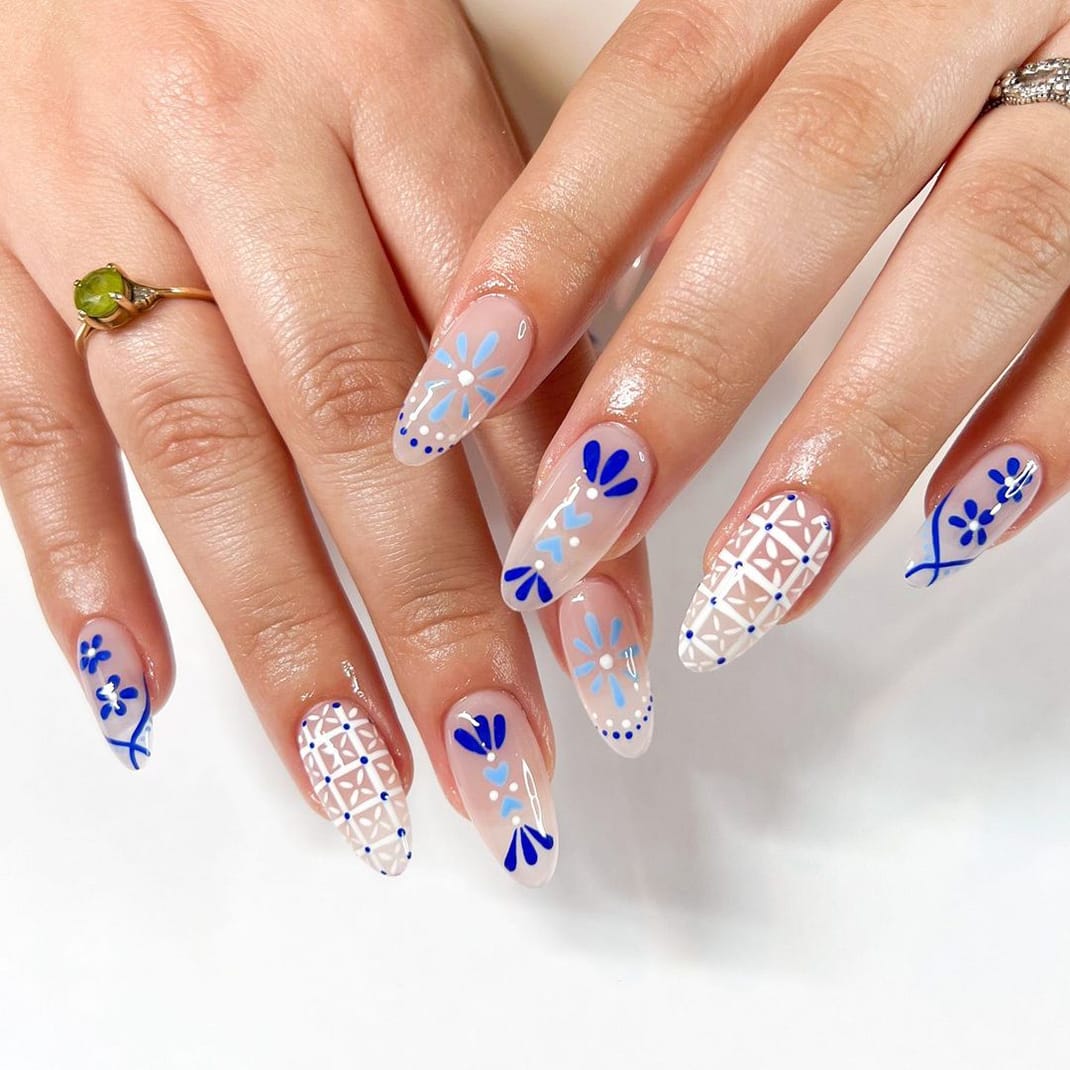 Glass Tile Blue Nails