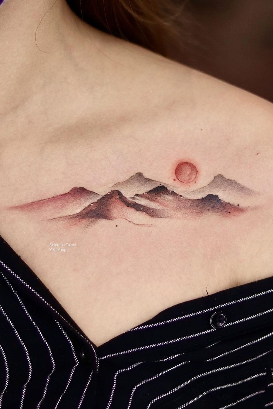 Japanese style mountain tattoo