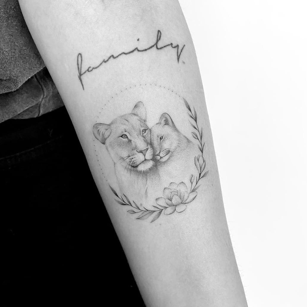Maternal Love Lion Tattoo