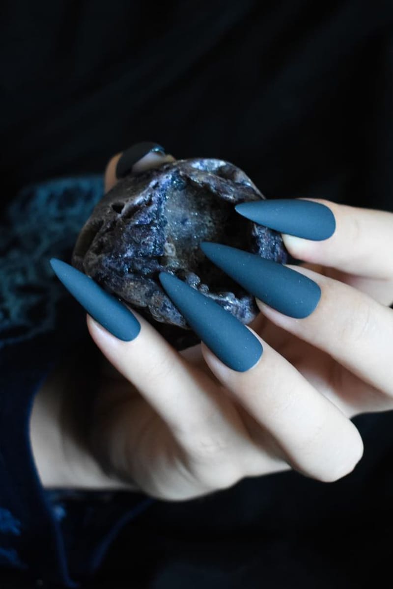 Matte Deep Blue Nails