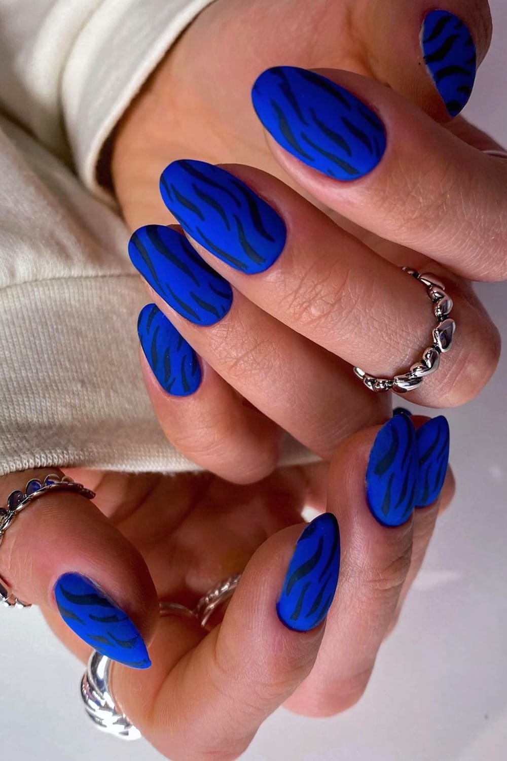 Matte Royal Blue Nails