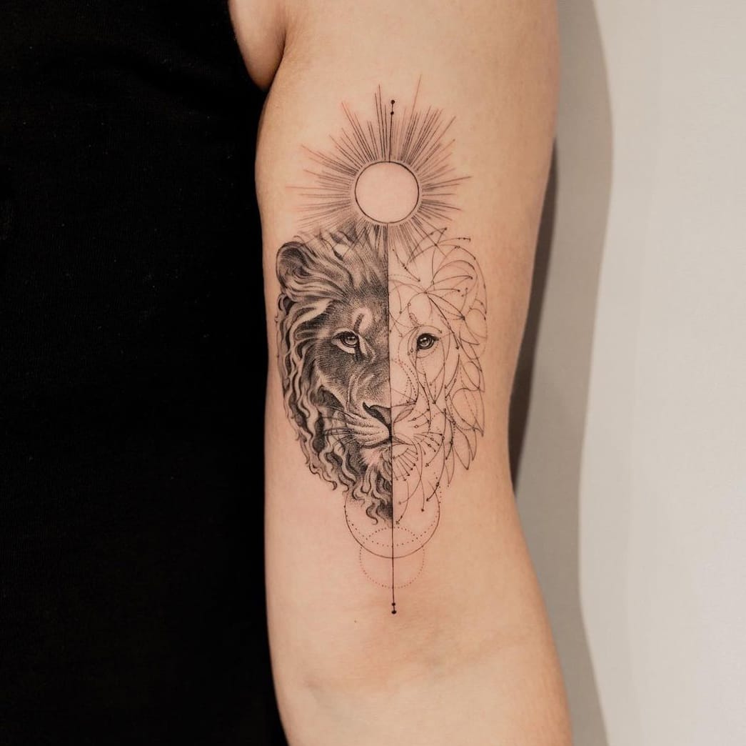 Mixed Style Lion Tattoo
