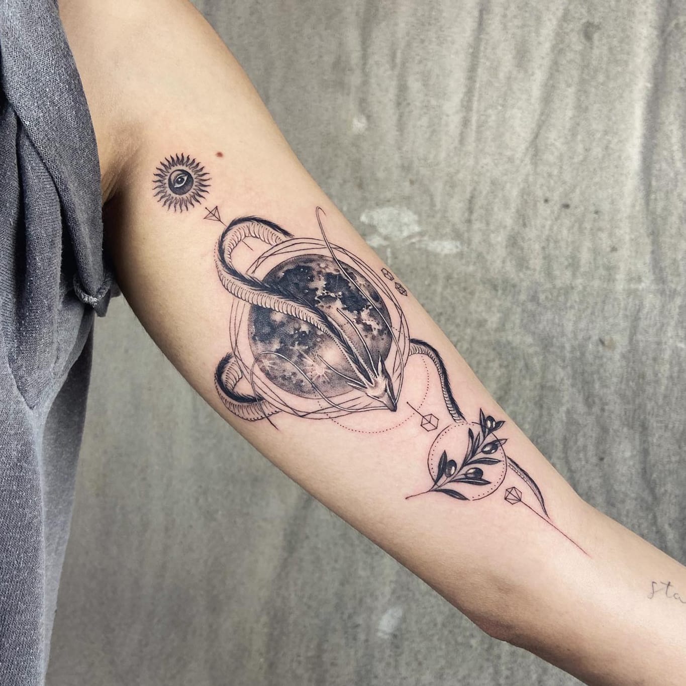 Moon and Dragon Tattoo