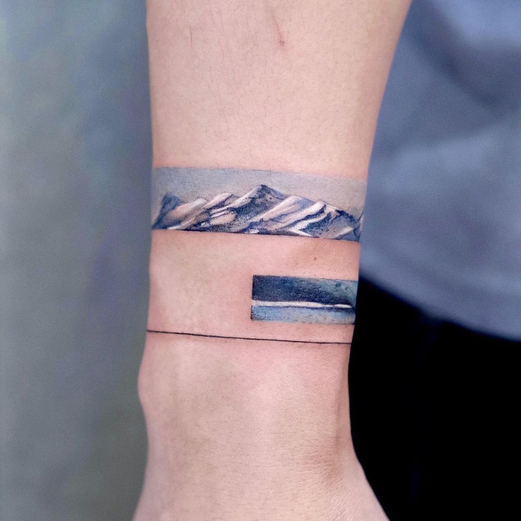 Mountain bracelet tattoo