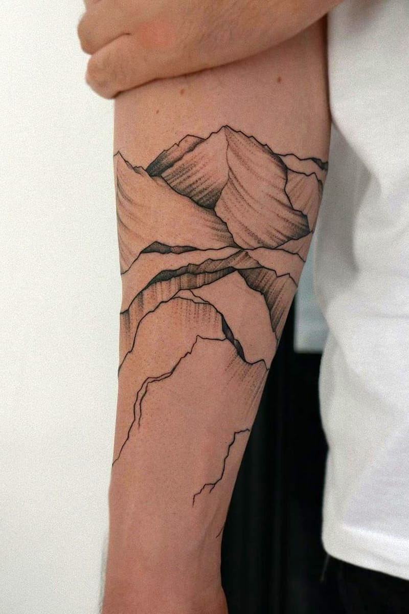 Mountain half sleeve tattoo