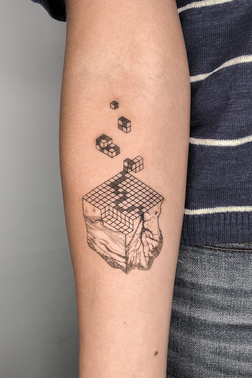 Pixel Mountain Tattoo