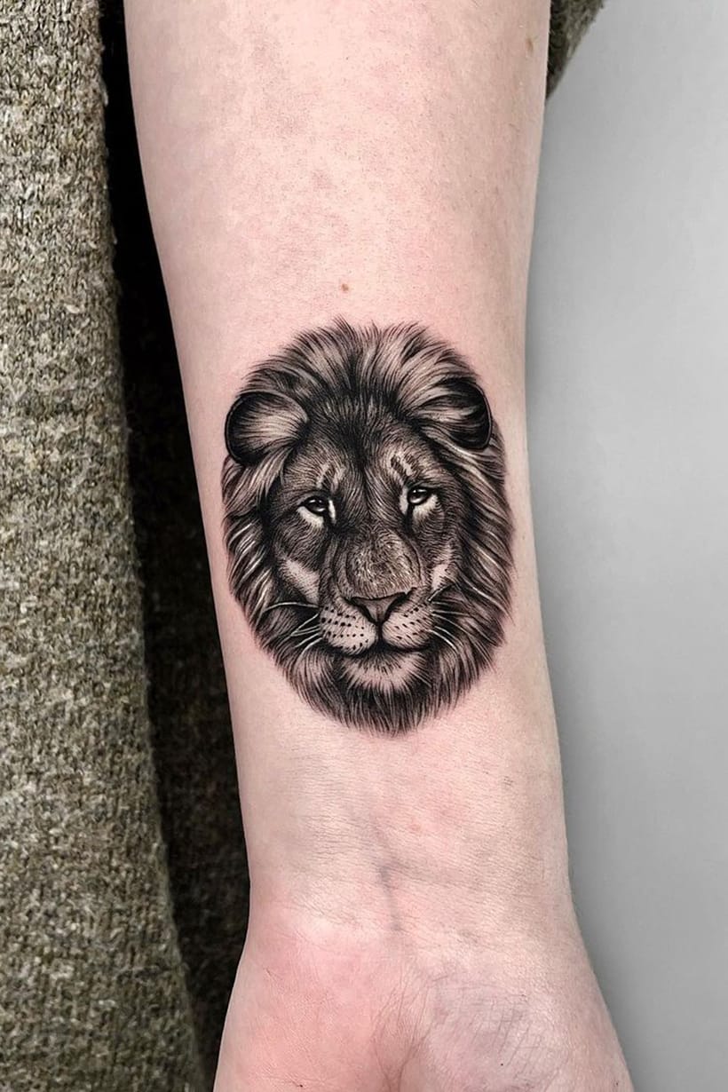 Realistic Lion Head Tattoo