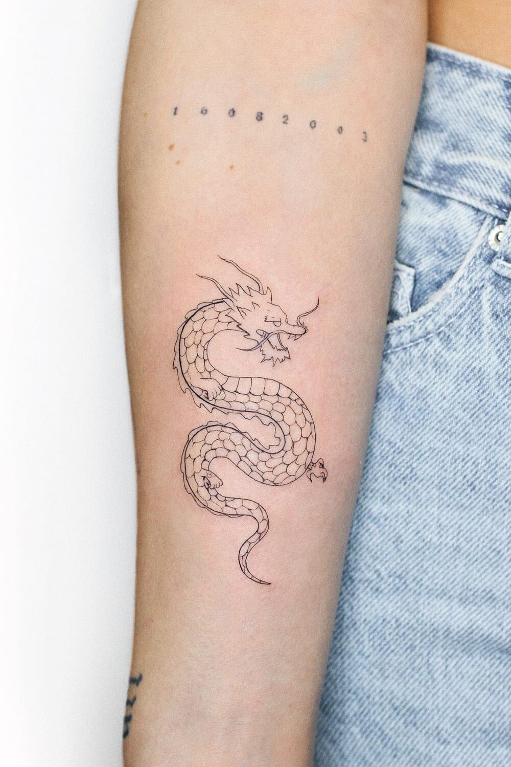 Thin Line Dragon Tattoo
