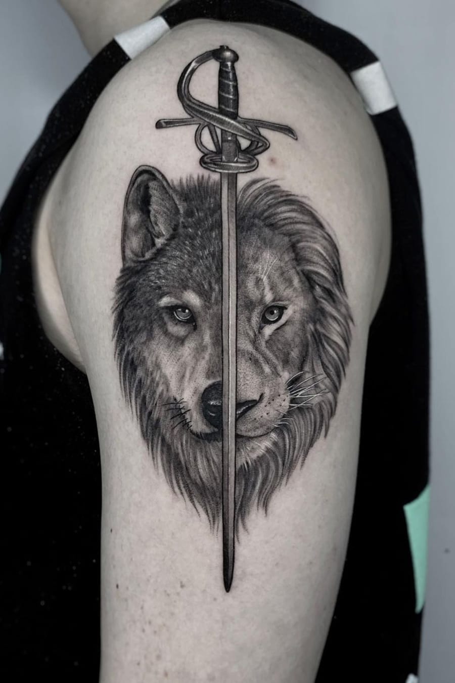 Wolf and Lion Tattoo