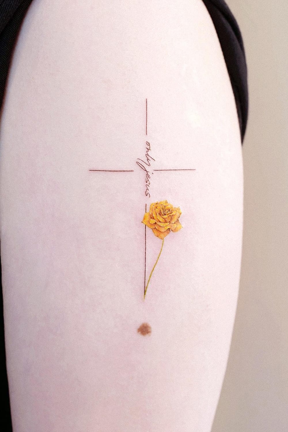 Small Flower Cross Tattoo