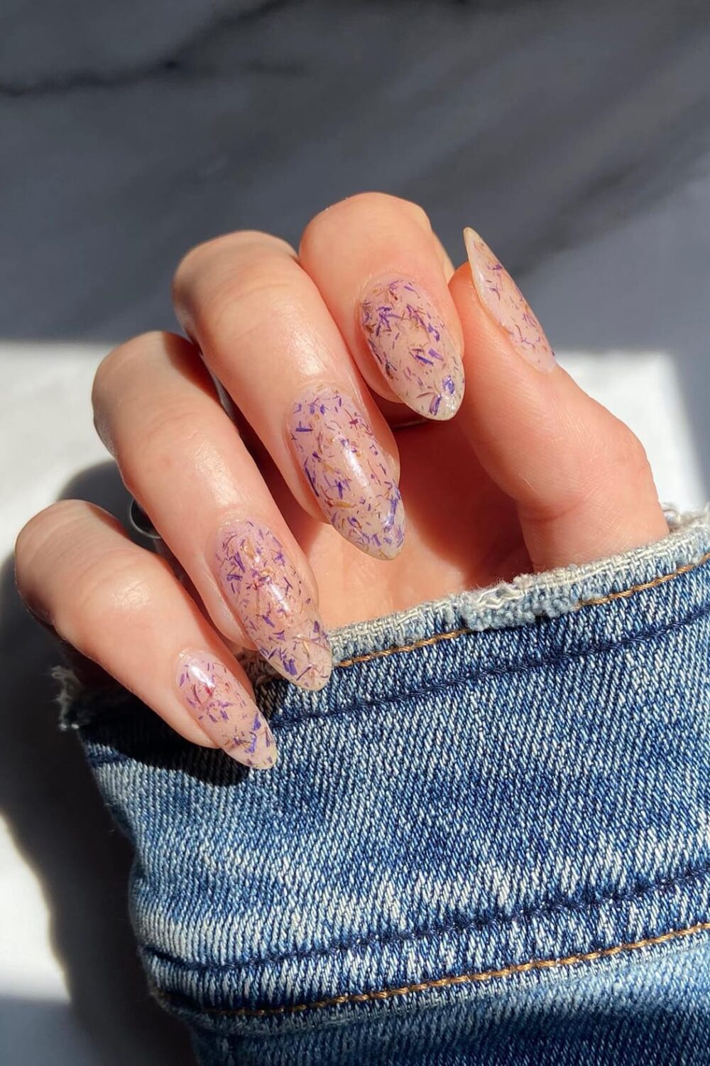 Natural dried flower nails