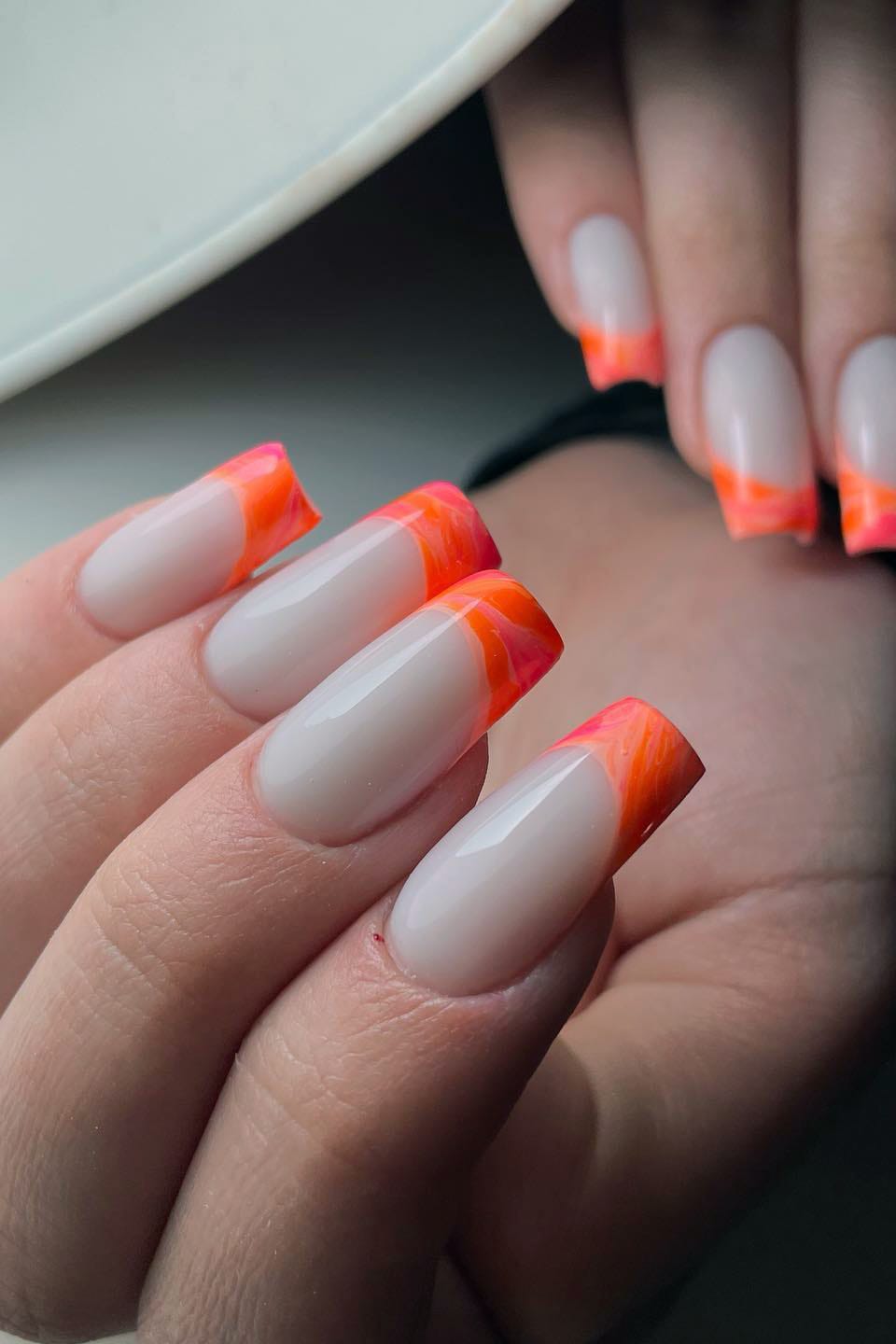 Orange square nails