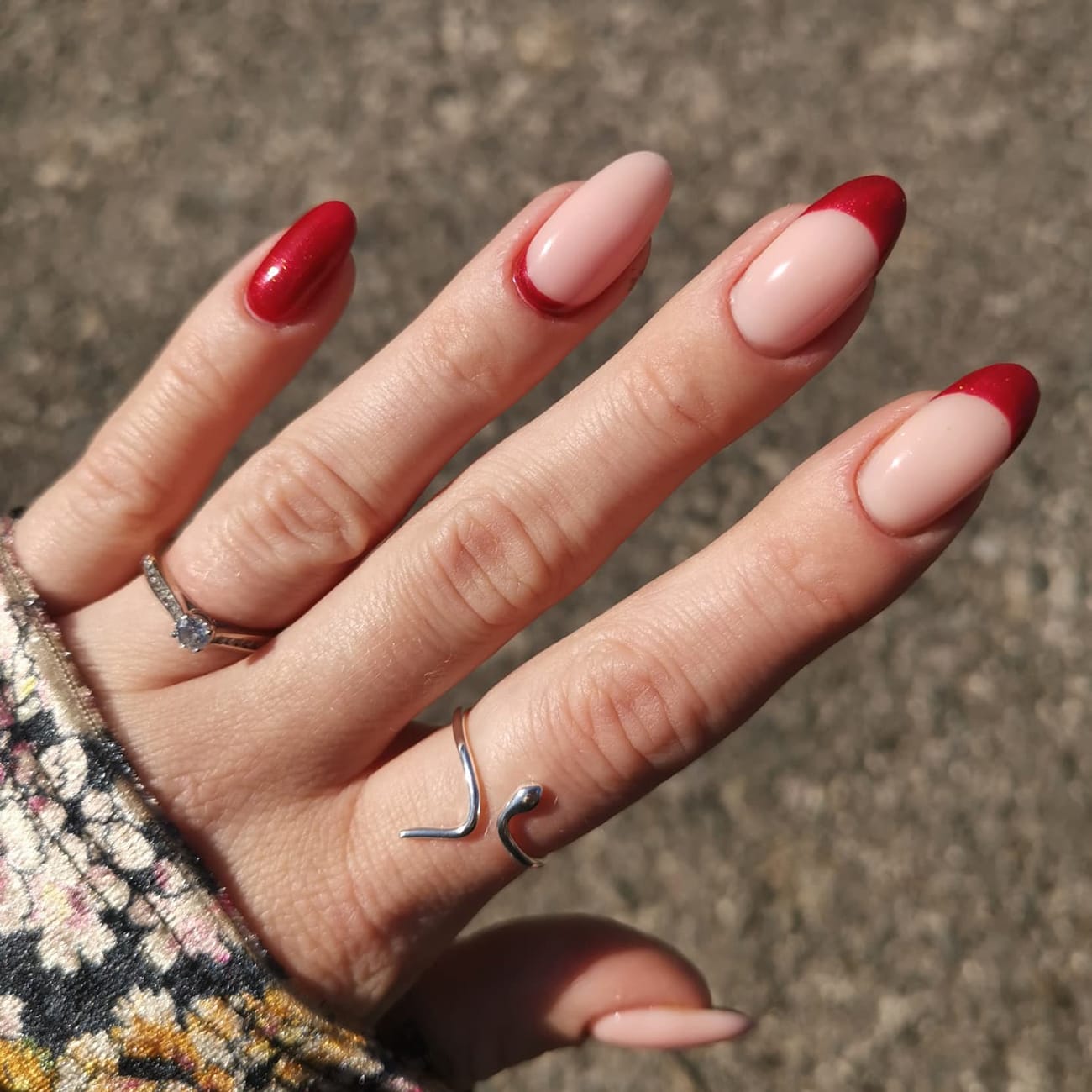 Red Reverse French Manicure