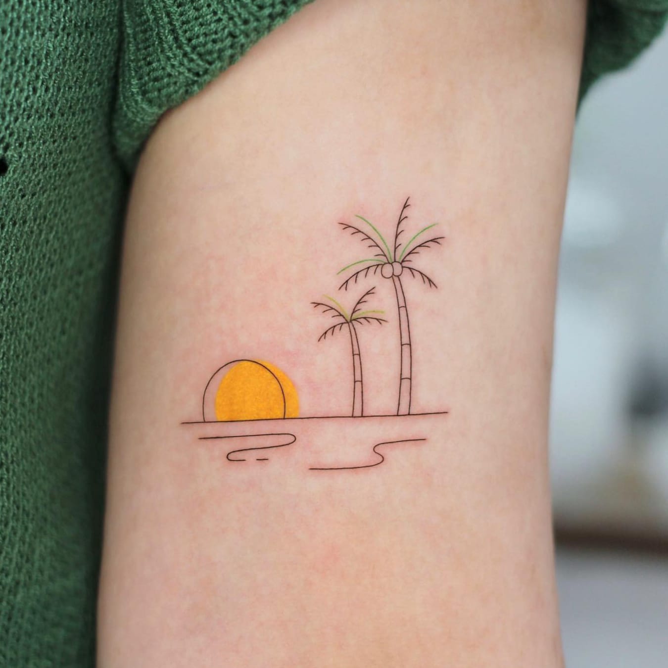 Sunset Palm Tree Tattoo