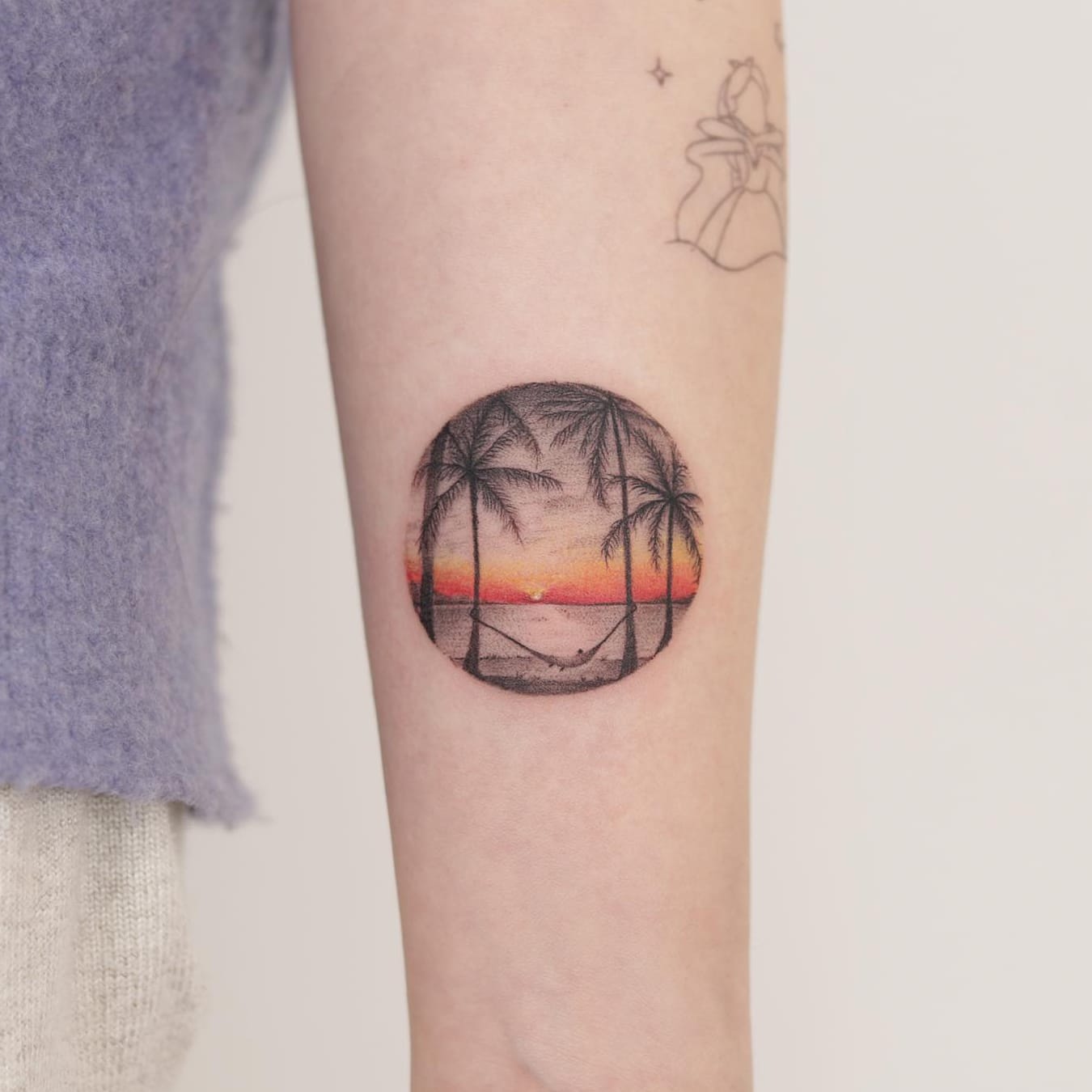 Sunset Palm Tree Tattoo