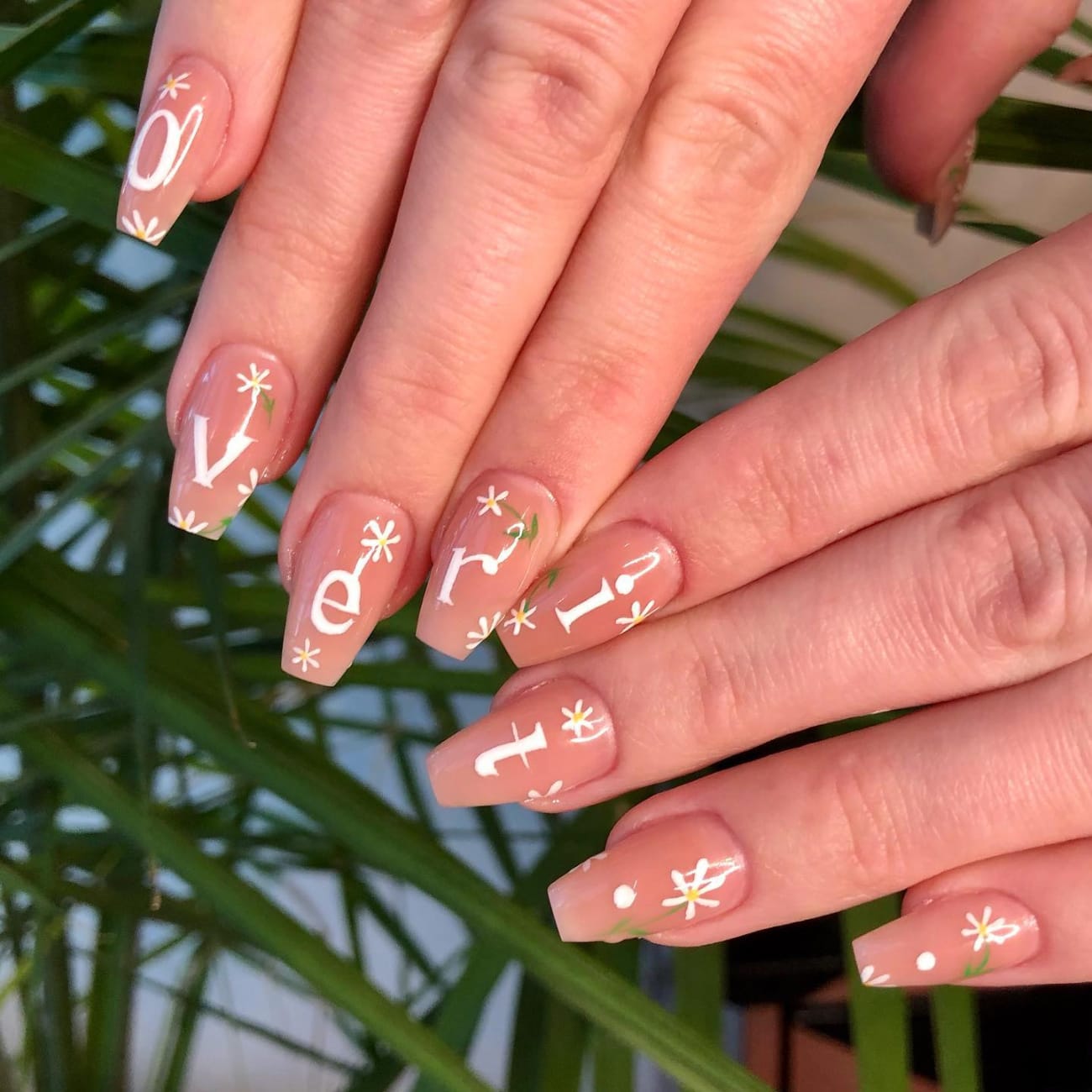 Flower Nails with Letters