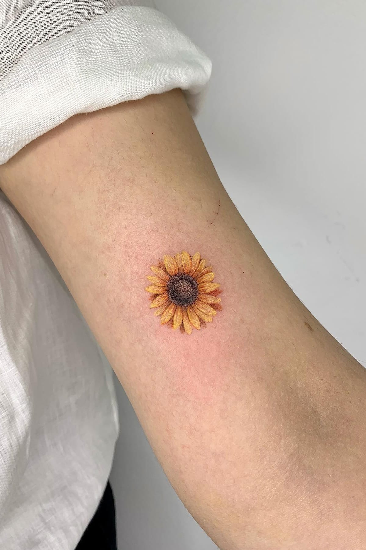 small realistic sunflower tattoo