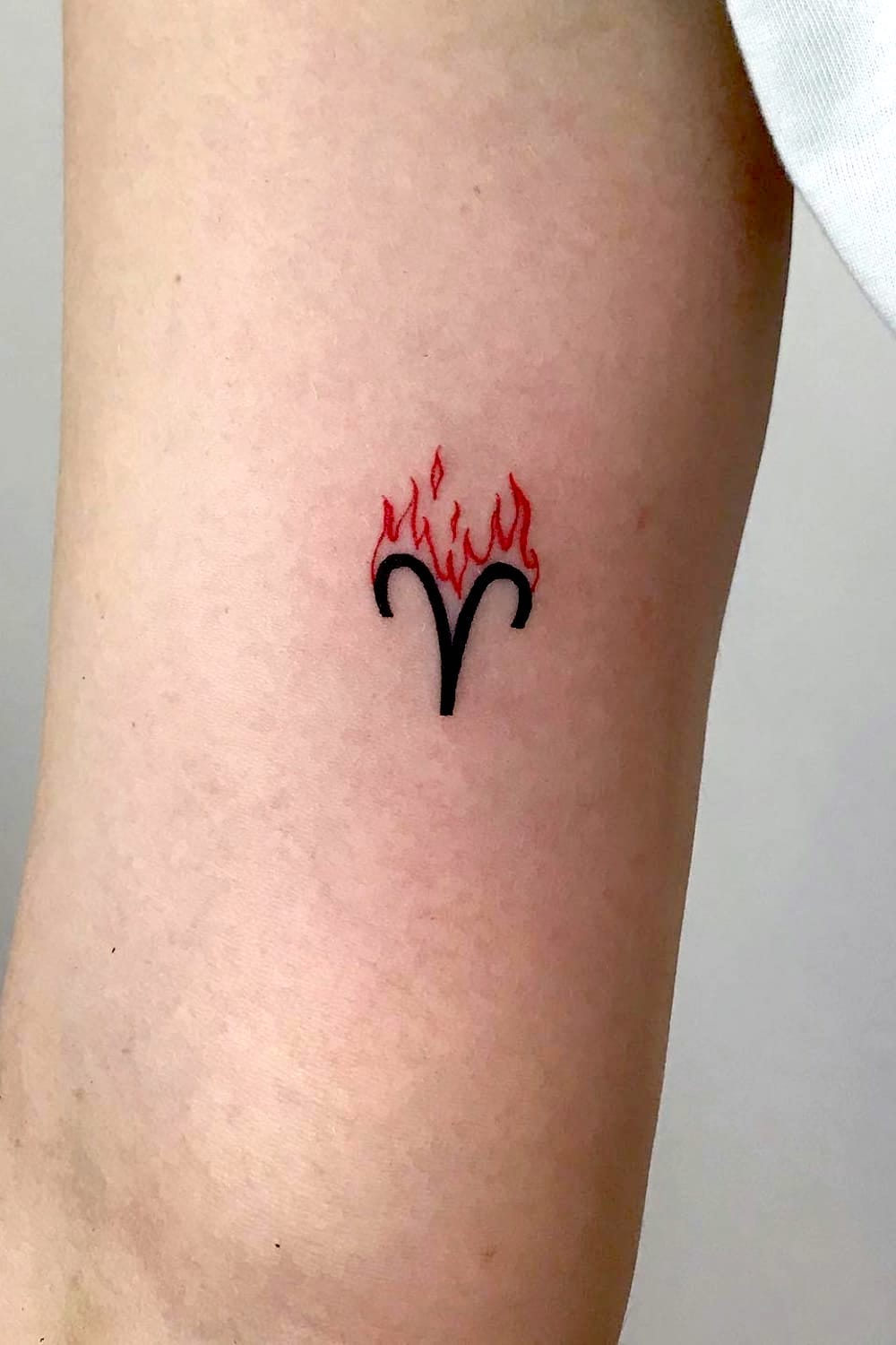 Aries Symbol Tattoo with Flame