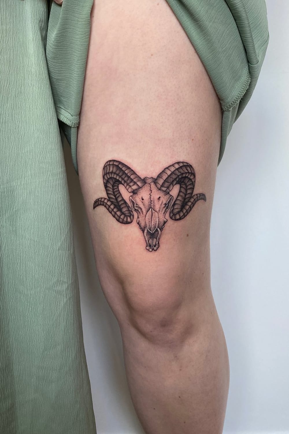 Skull Aries Ram Tattoo