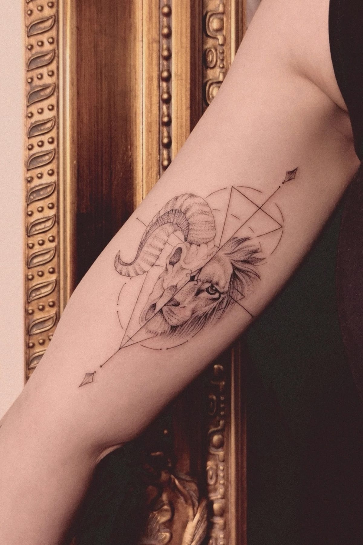 Ram and Lion Tattoo