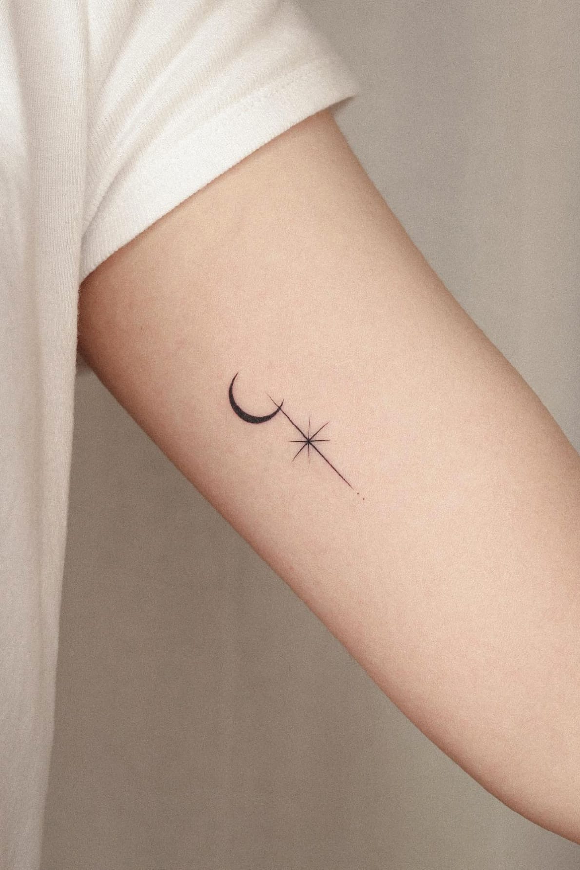 Small Moon and Star Tattoo