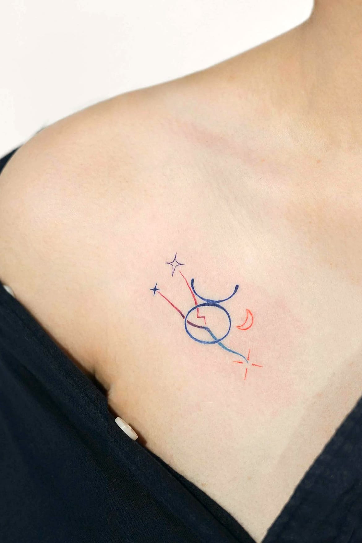 Colorful Taurus Symbol Tattoo