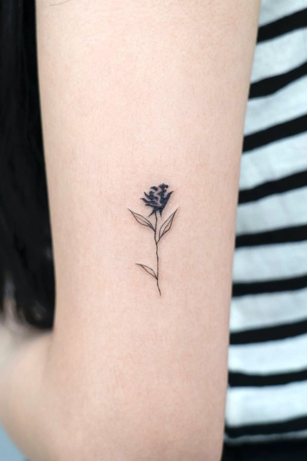 Unique Small Black Rose Tattoo