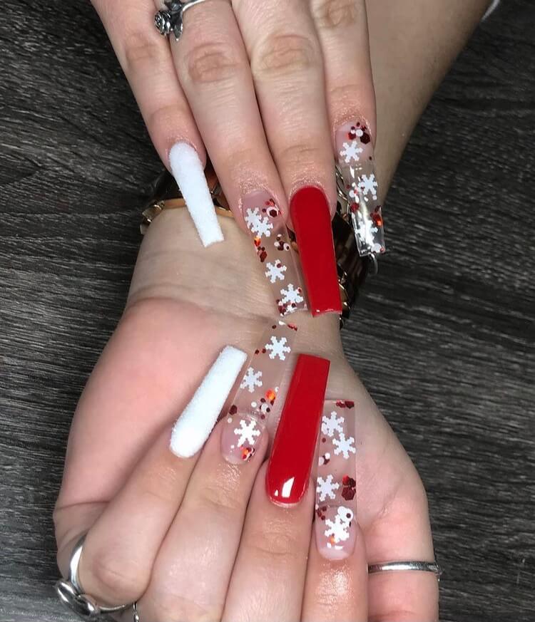 Lovely Christmas long acrylic nails