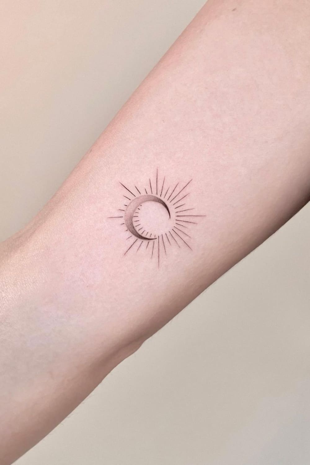 Simple Small Sun And Moon Tattoo