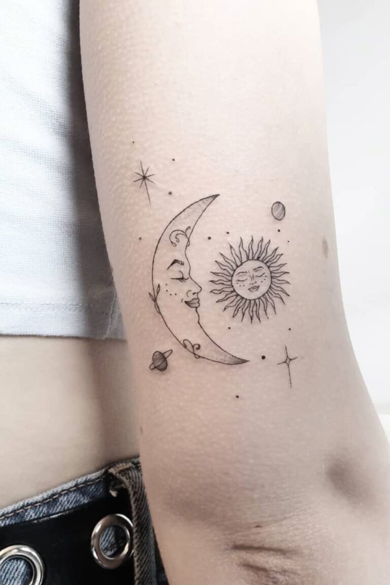 38 Amazing Small Sun and Moon Tattoo Ideas
