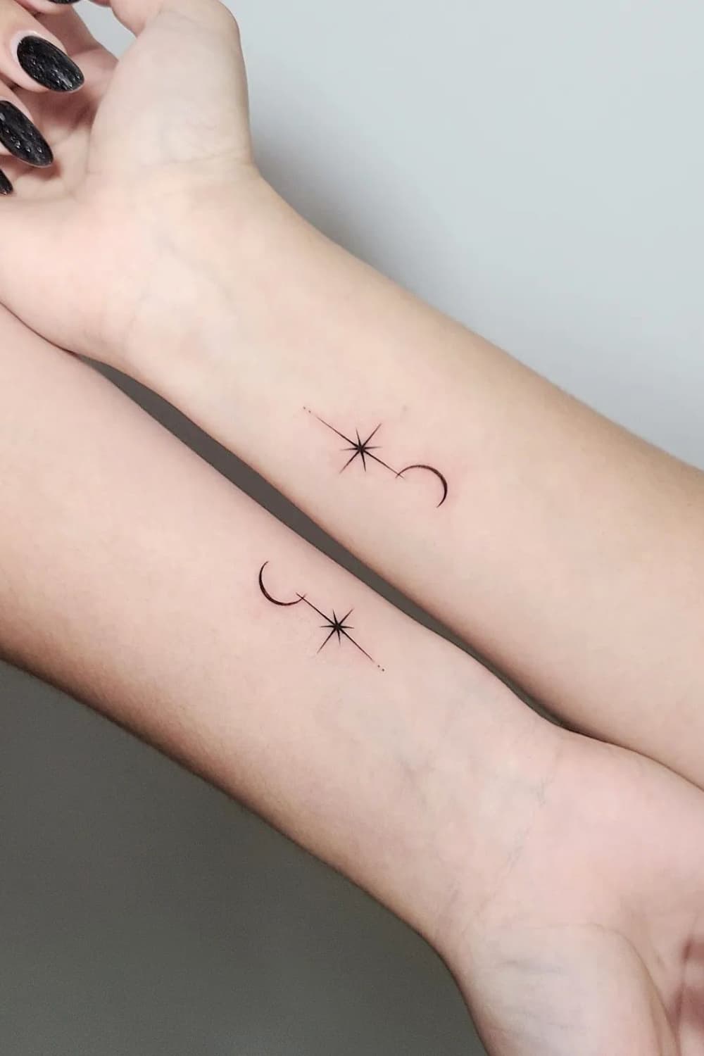 Star and Moon Matching Tattoo