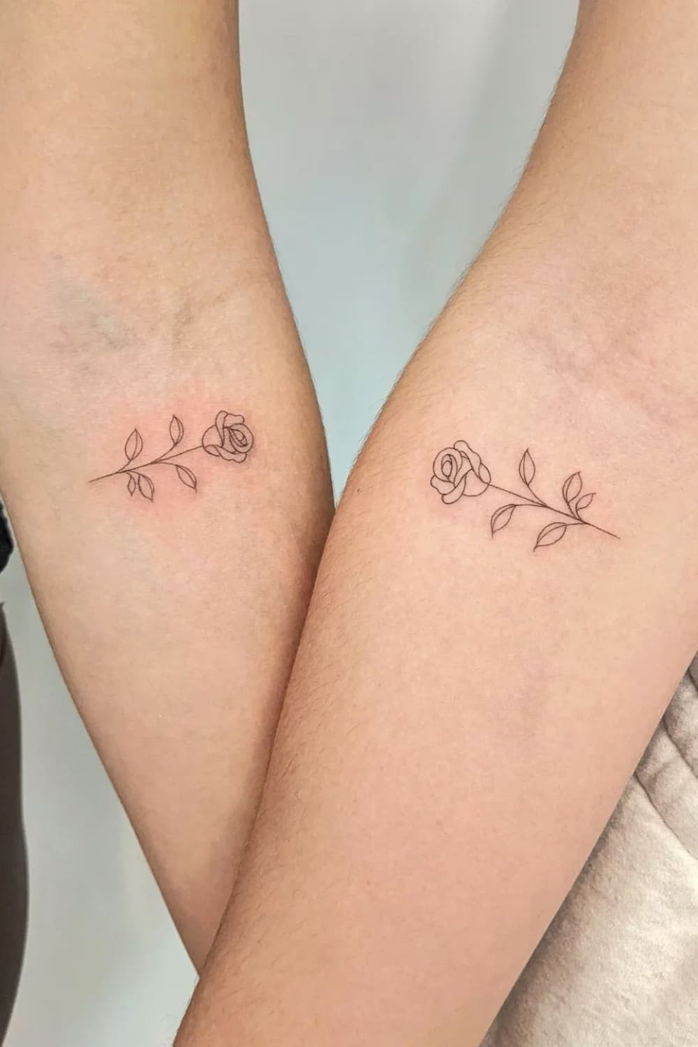 Rose Line Matching Tattoo