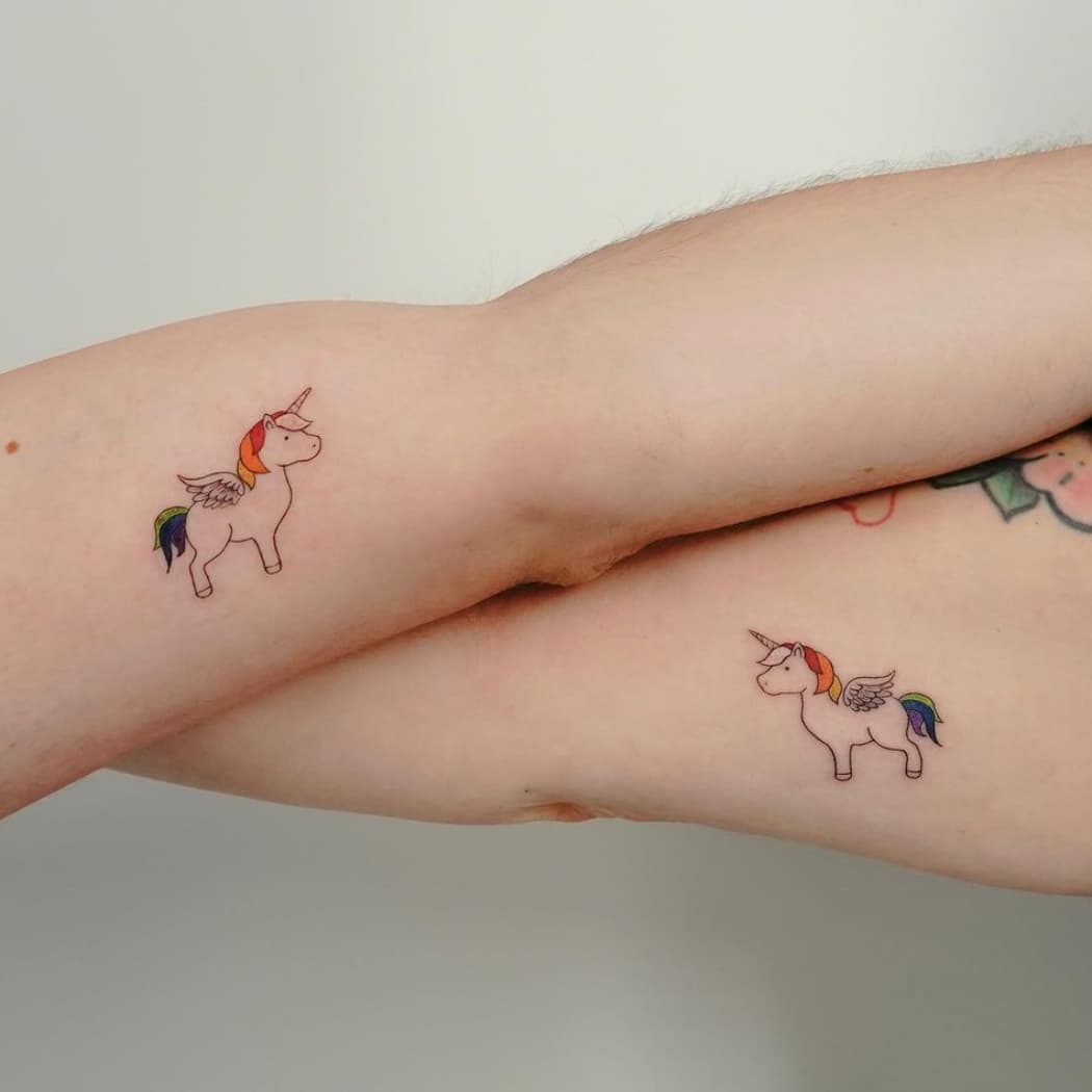 Rainbow Unicorn Matching Tattoo