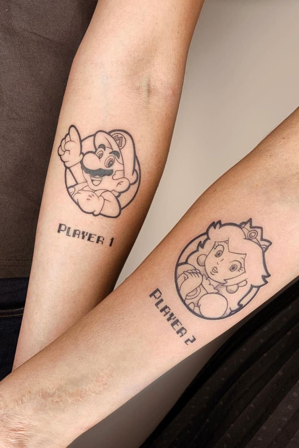Mario and Princess Matching Tattoo