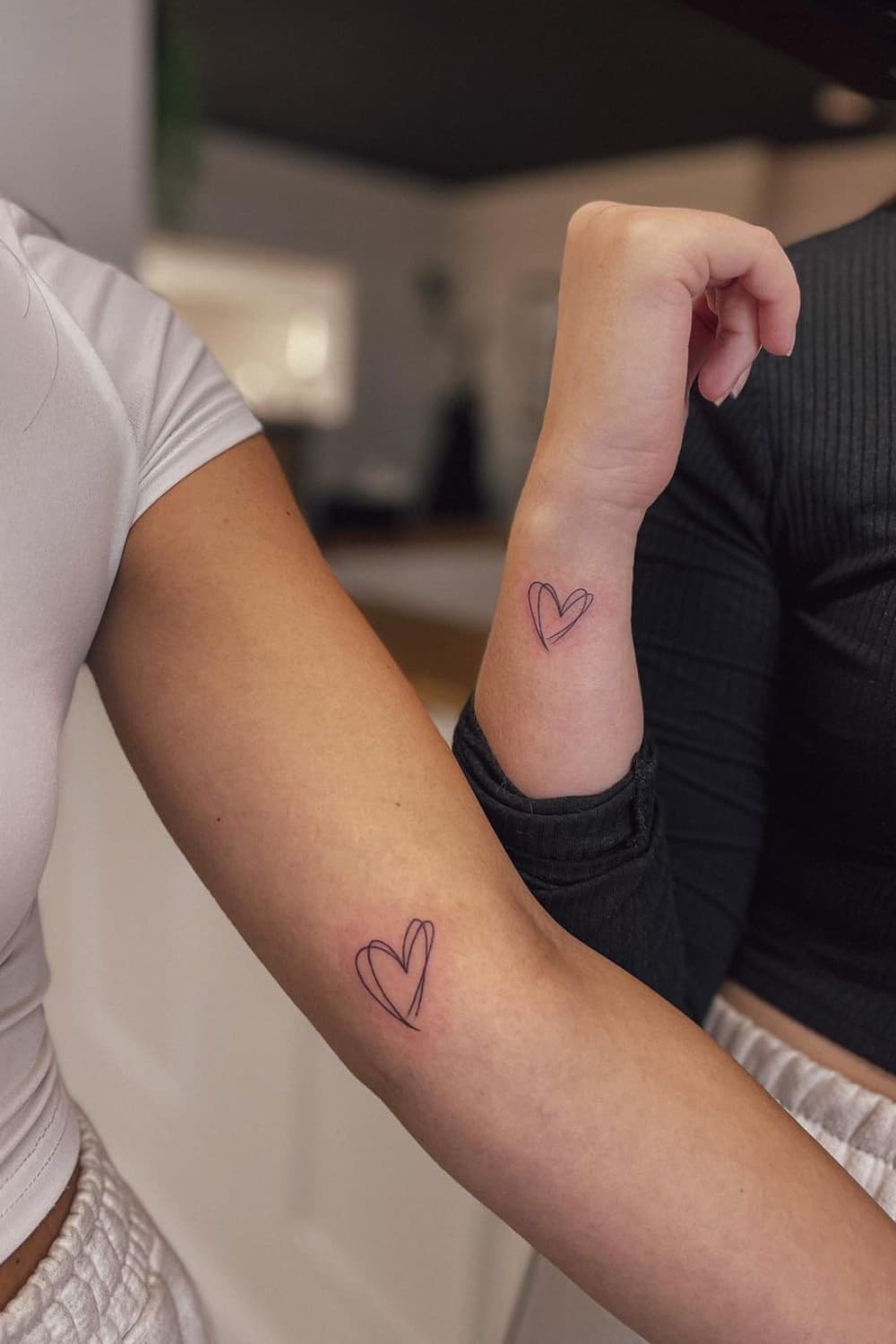 Double Hearts Matching Tattoo