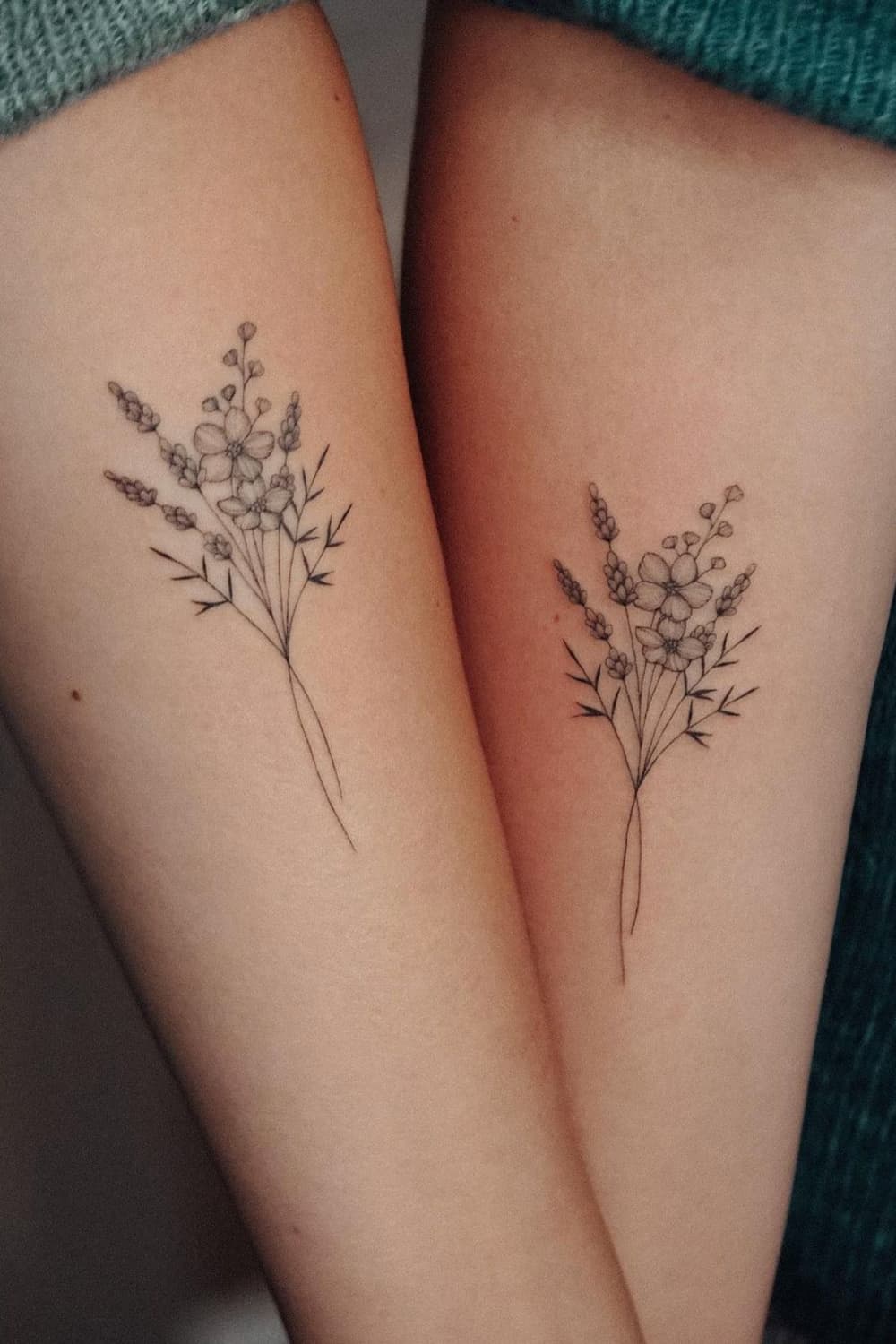 Birth Flower Matching Tattoo