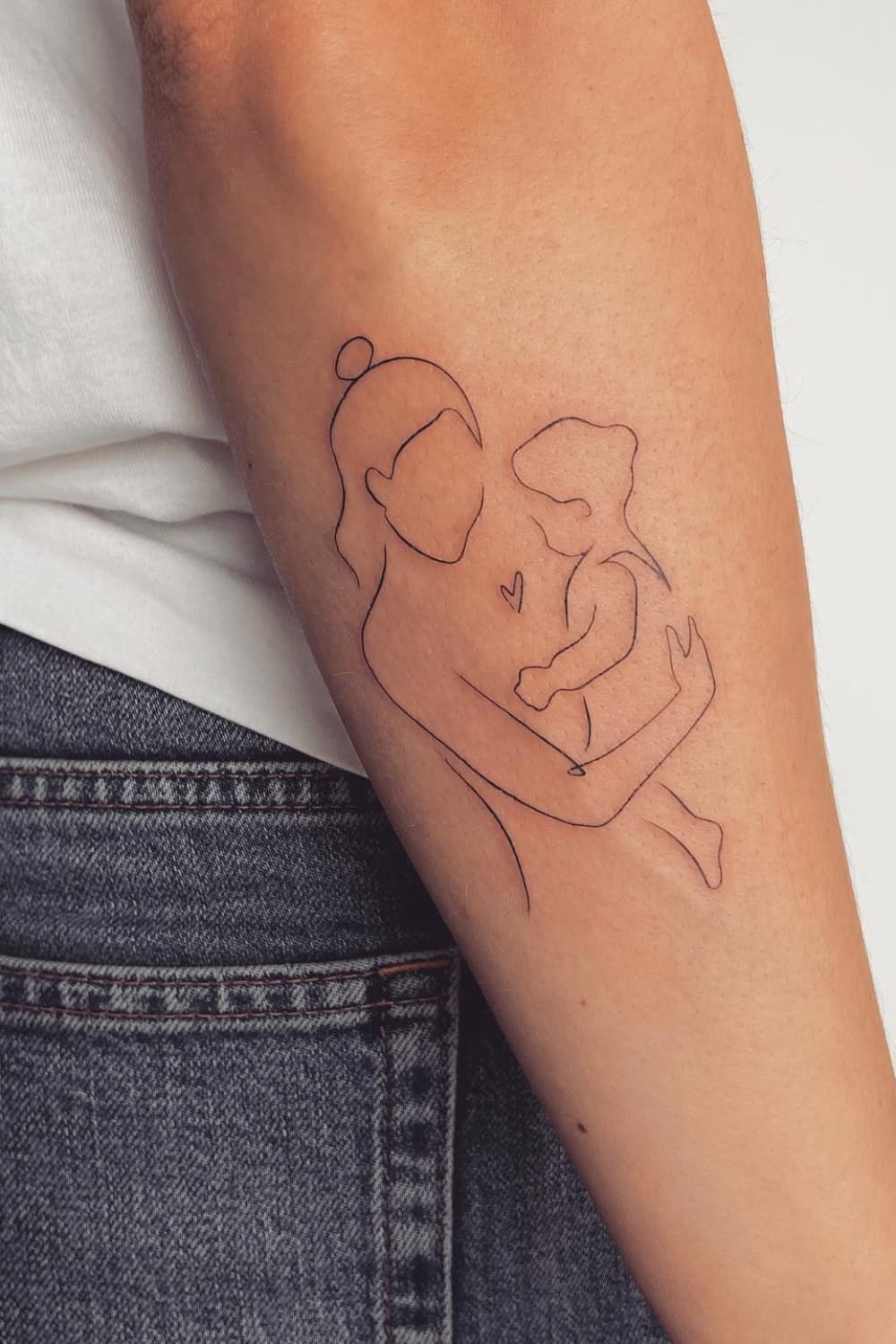Mother and Child Silhouette Tattoo
